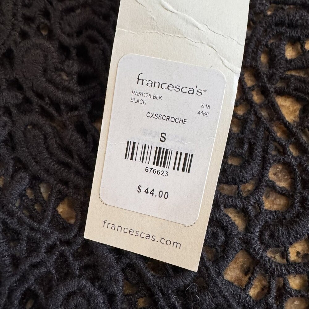 Francesca’s Blue Rain Black Crochet Bodice Mini Dress S Whimsigoth Fall Outfit - Picture 5 of 7